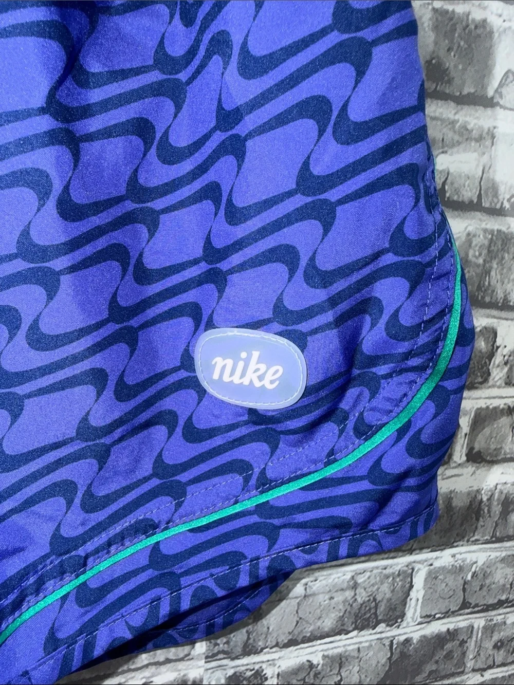 Nike Purple Wave Print Shorts with Green Trim